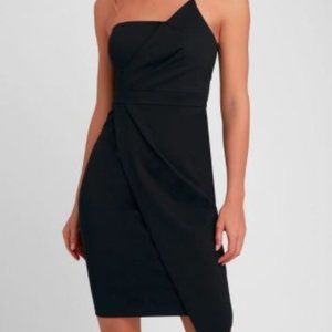 NWT Black Strapless Asymmetrical Bodycon Dress